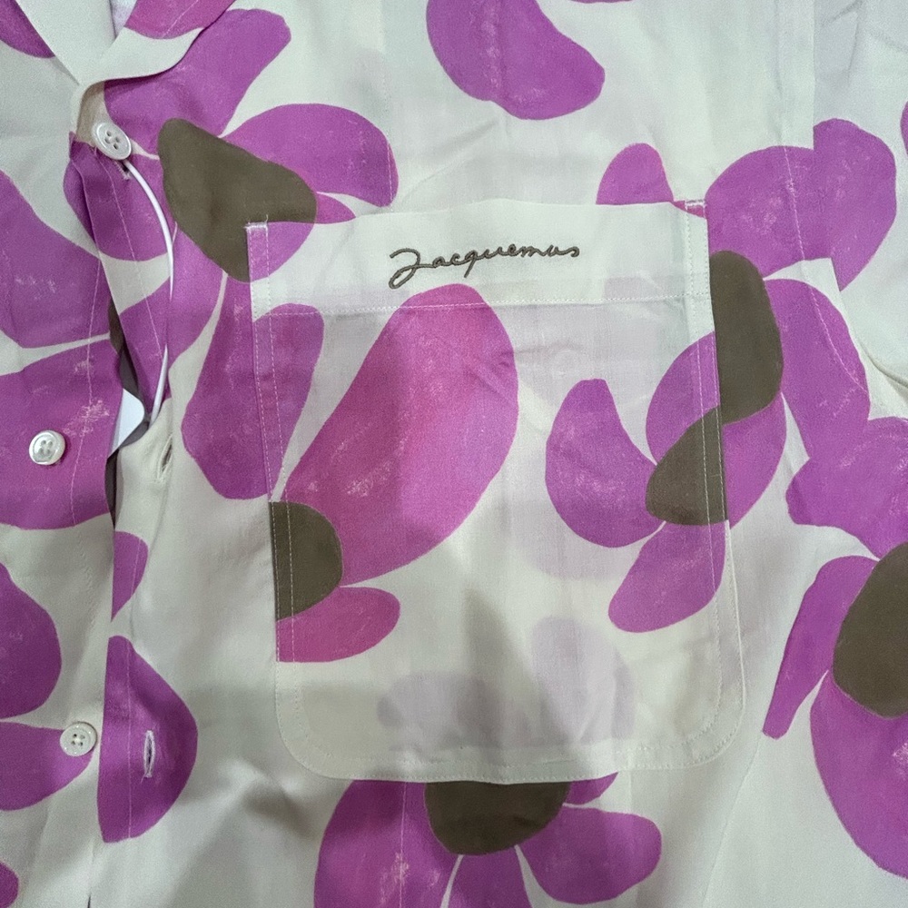 Jacquemus La Chemise Jean Painted Flower Bowling Shirt. NWT.